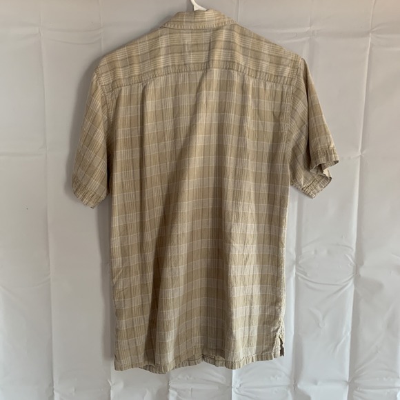 Patagonia Plaid Shirt Short Sleeve Button Down Cotton Pocket Tan Men's Small - Picture 4 of 4